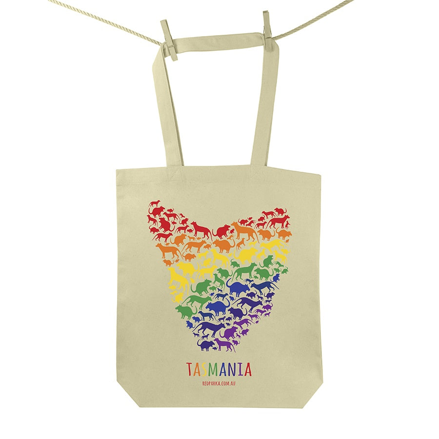 Map of Tassie Rainbow Tote Bag