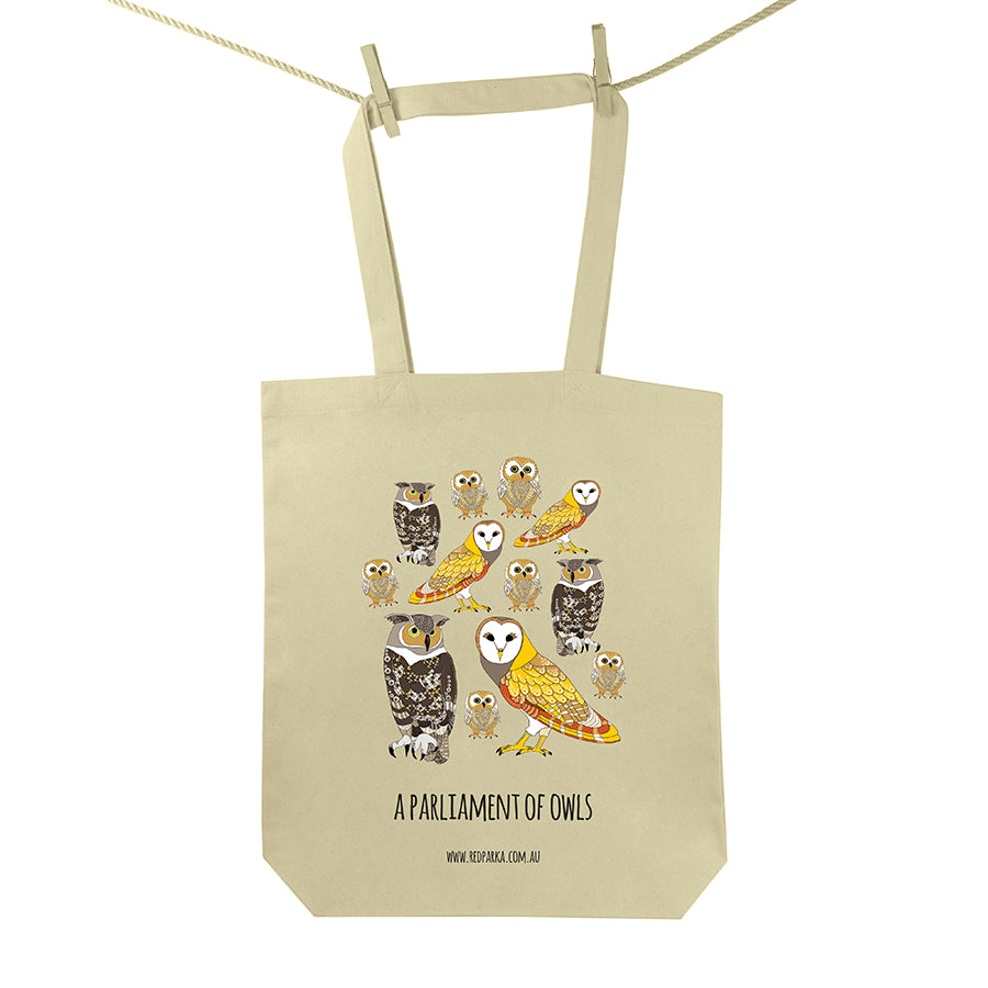 Parliament of Owls Tote Bag Red Parka