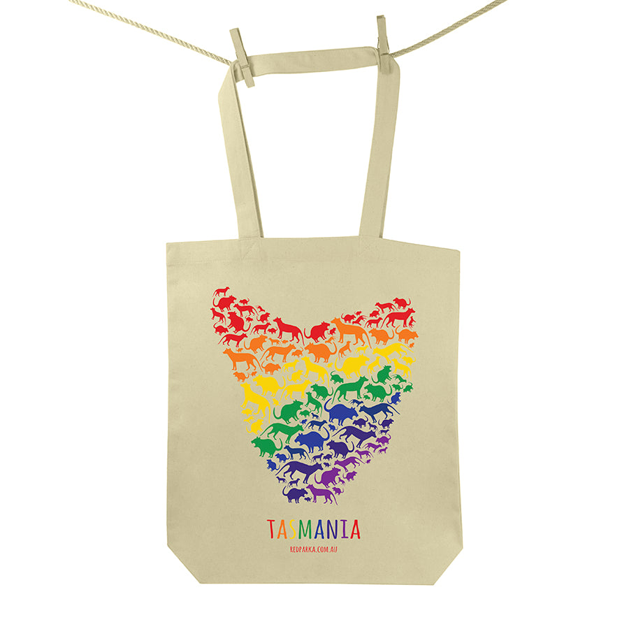 Map of Tassie Rainbow Tote Bag