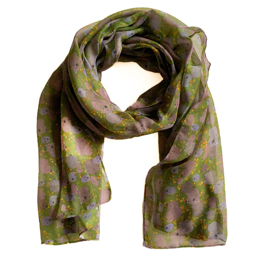 Wombat and Wattle Scarf (Green)