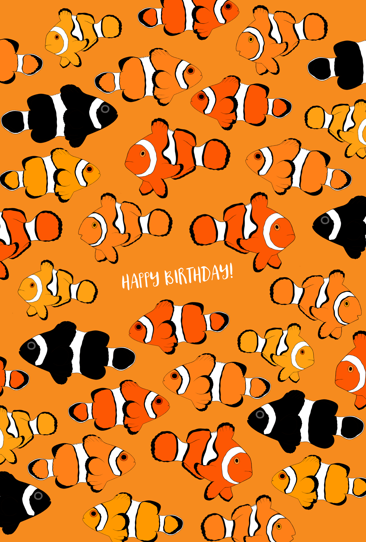 Clownfish Happy Birthday Card