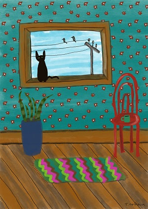 Black Cat Windowsill