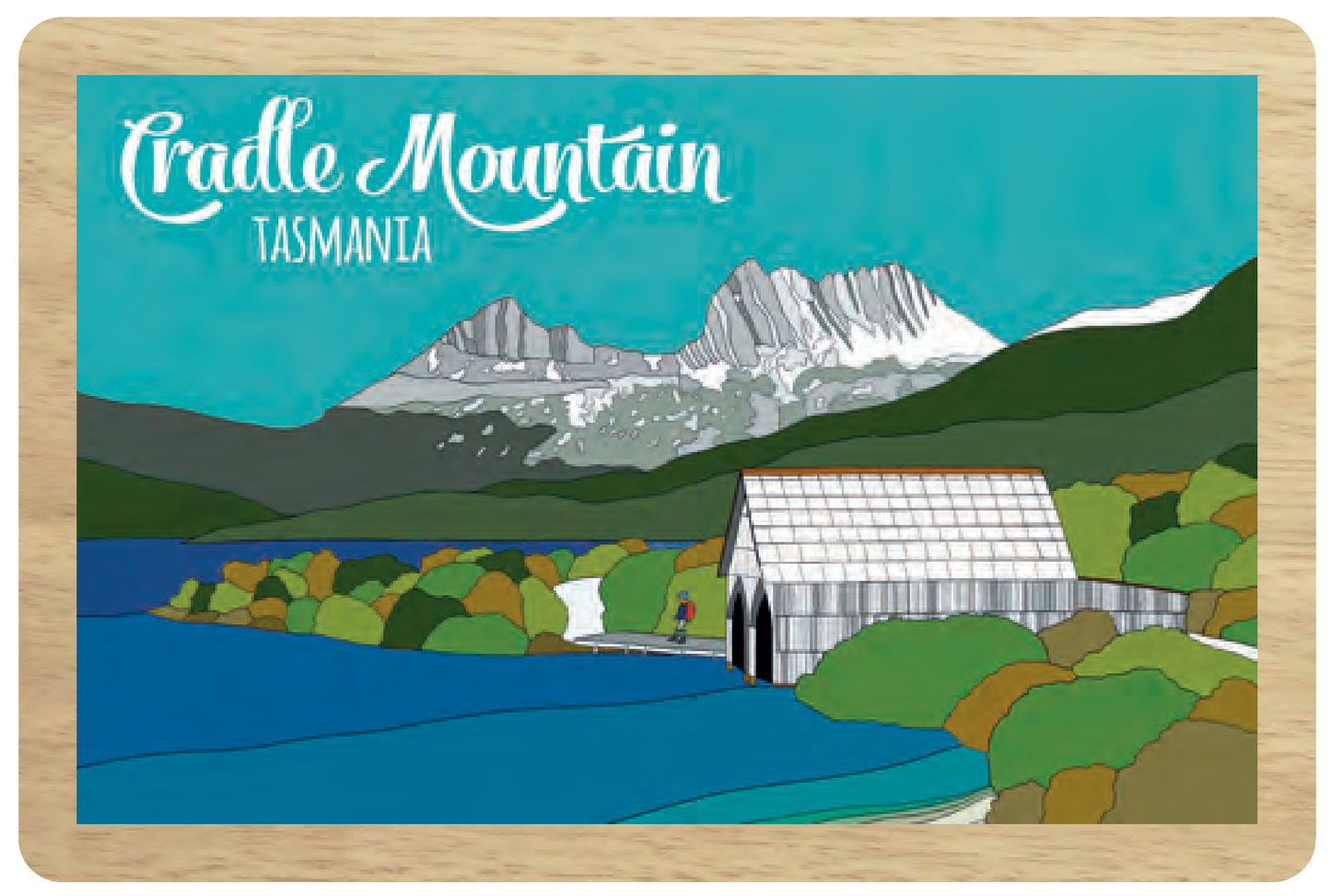 Cradle Mountain Wooden Magnet