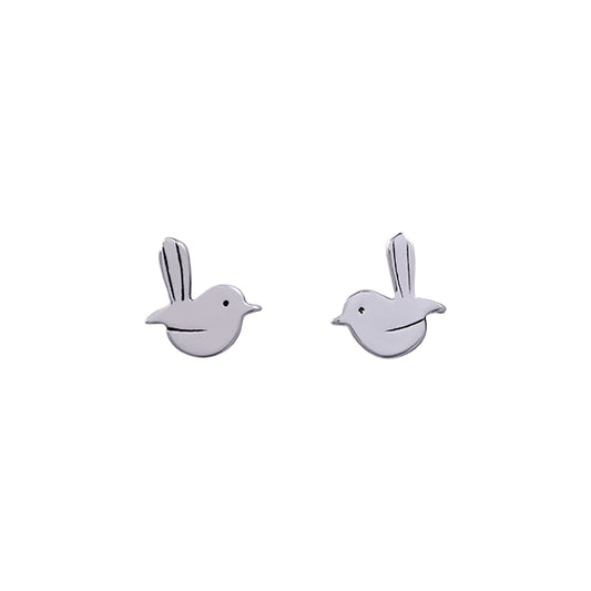 Fairy Wren Recycled Silver Studs