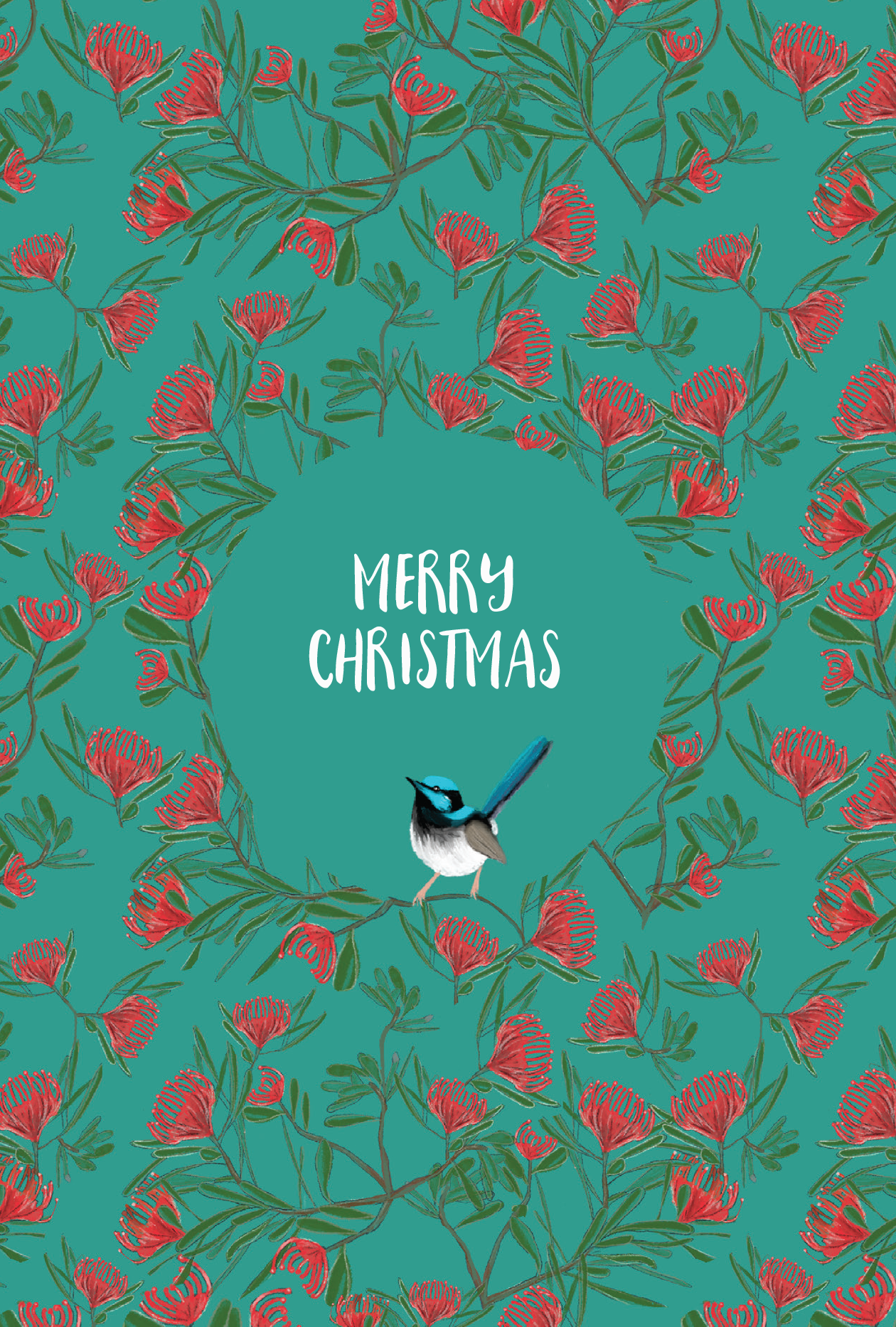 Merry Christmas Fairy Wren Card