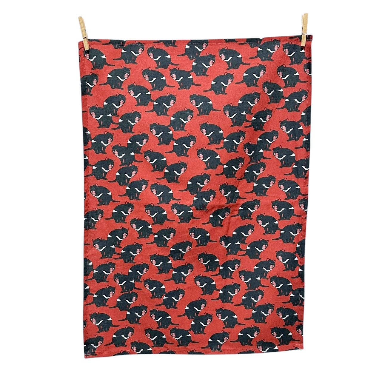 Tasmanian Devil Pattern Tea Towel – Red Parka