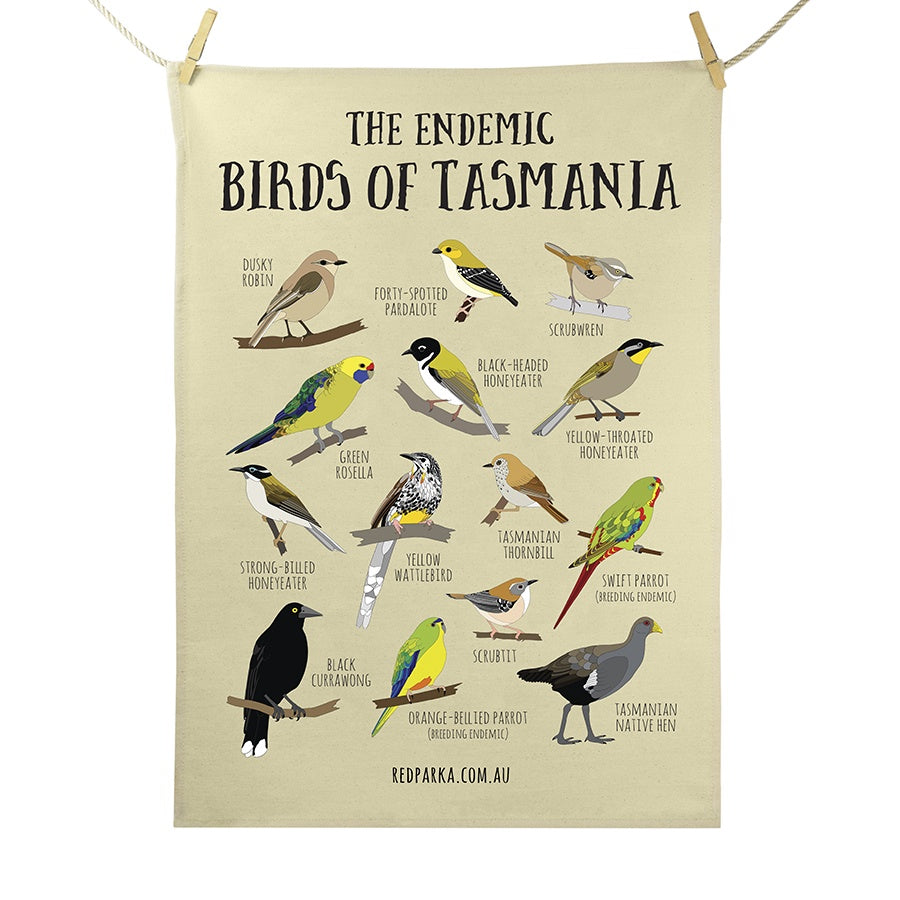 Endemic Birds of Tasmania Tea Towel