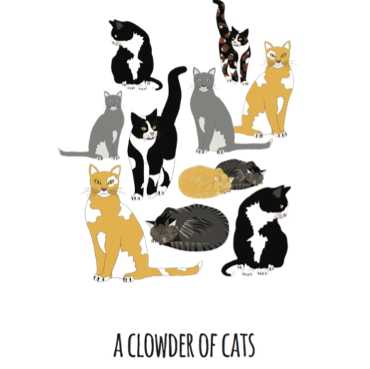 A Clowder of Cats Art Print