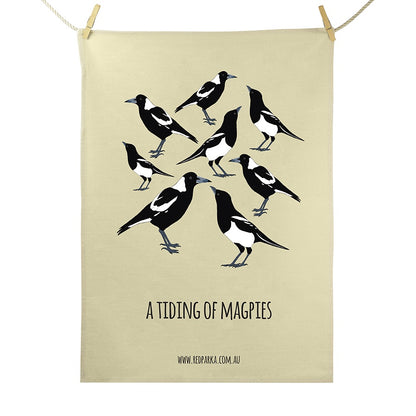 Tiding of Magpies Tea Towel