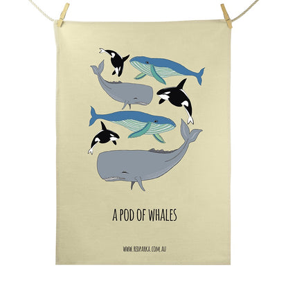 Pod of Whales Tea Towel