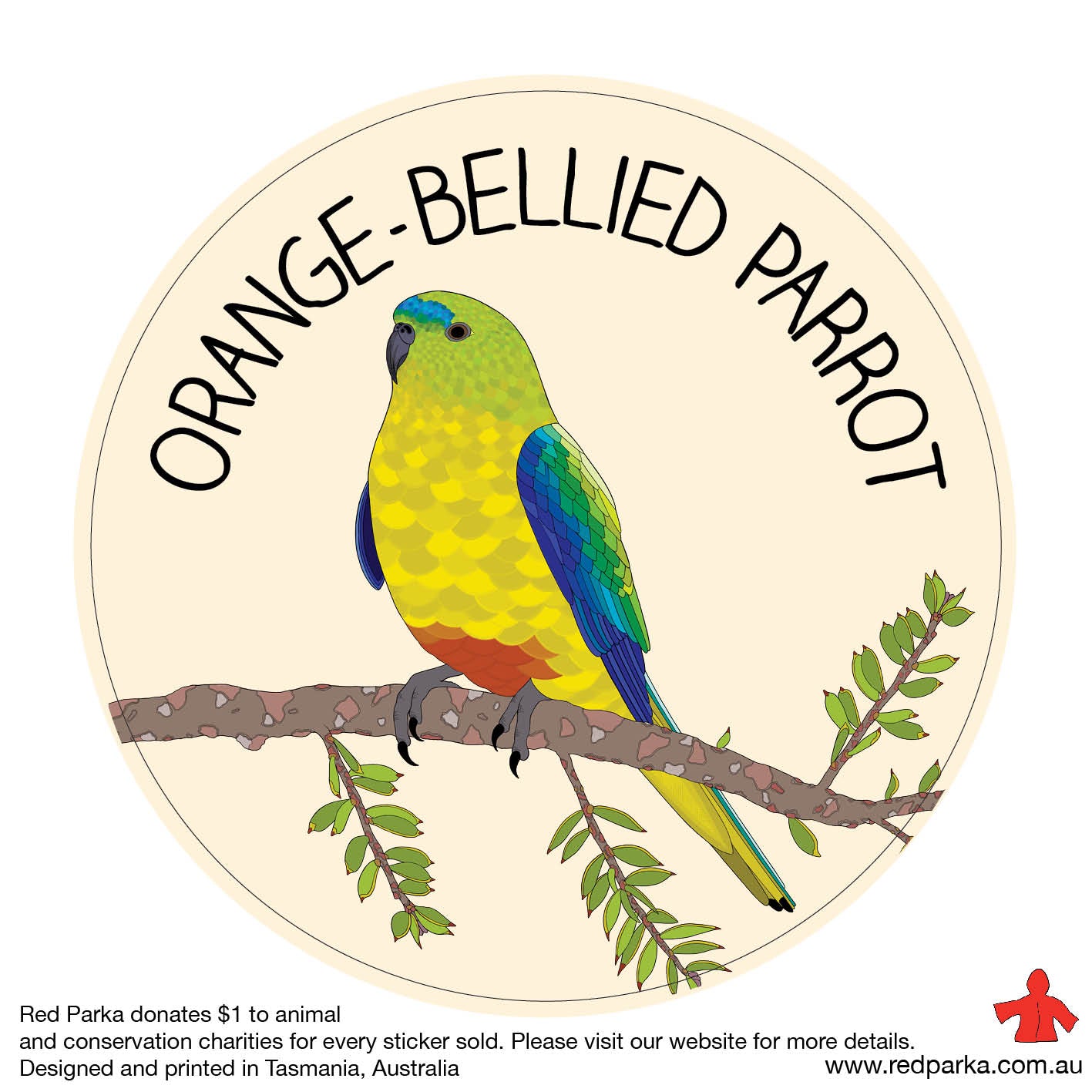 Orange Bellied Parrot Sticker