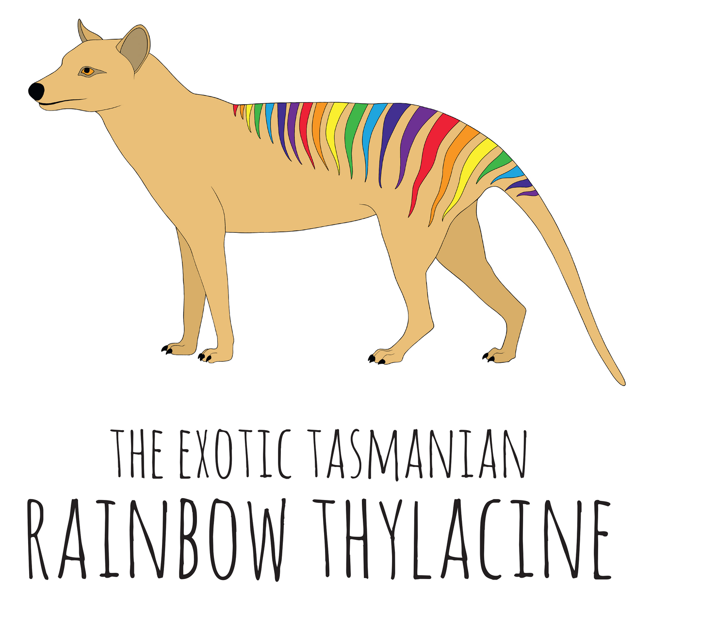 Rainbow Thylacine Tea towel