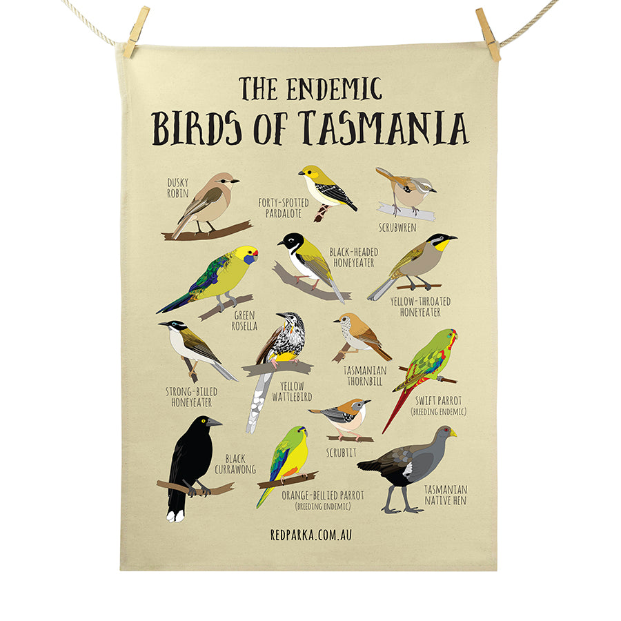 Endemic Birds of Tasmania Tea Towel