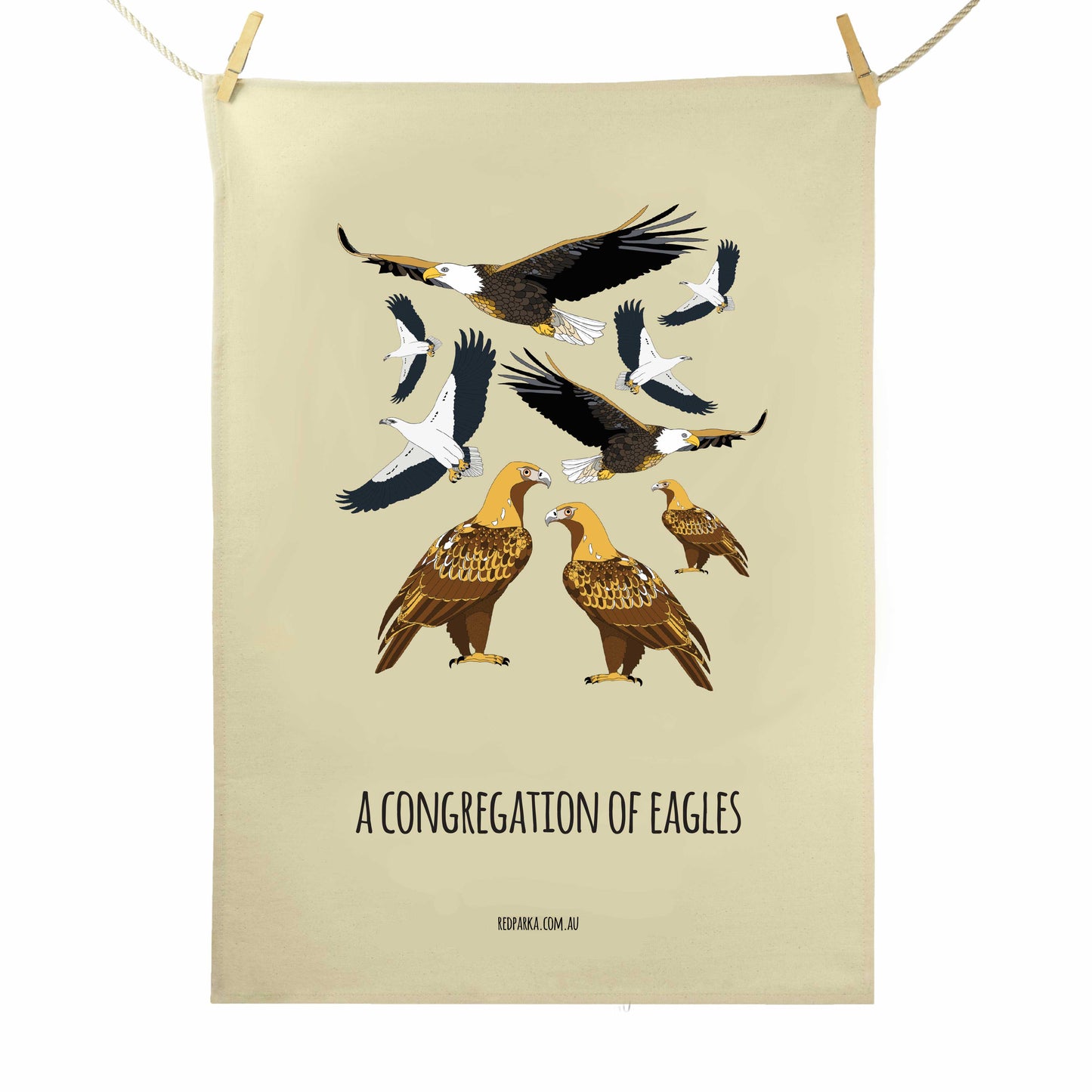 Congregation of Eagles Tea Towel