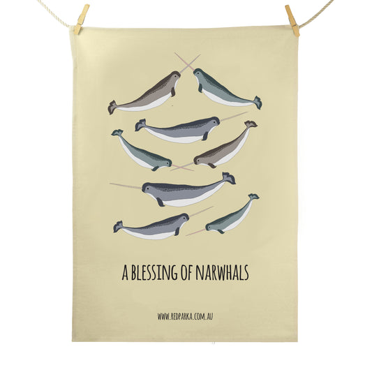 Blessing of Narwhals Tea Towel