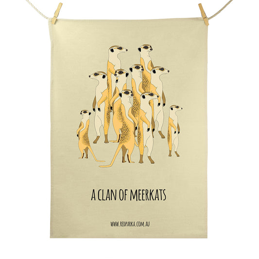 Clan of Meerkats Tea Towel