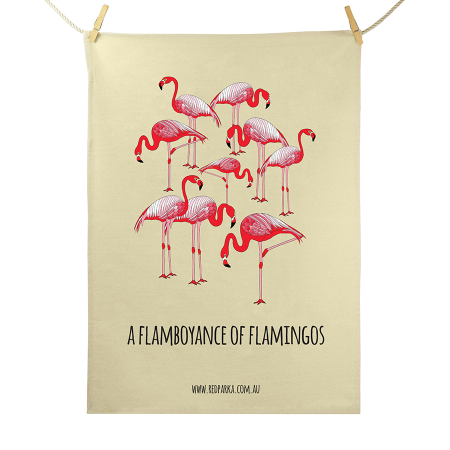 Flamboyance of Flamingos Tea Towel