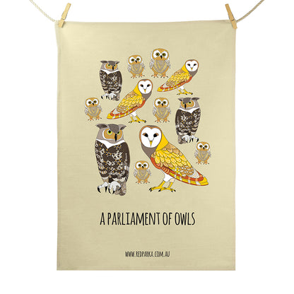 Parliament of Owls Tea Towel