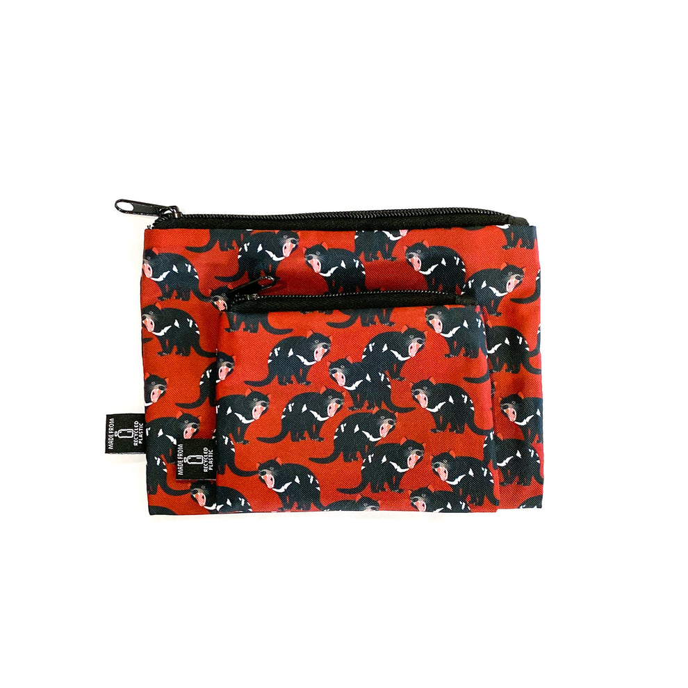 Tasmanian Devil RPET Pouches – Red Parka